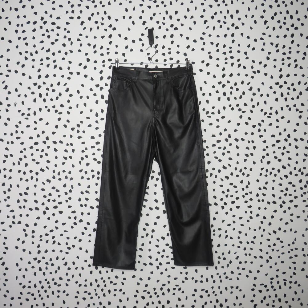 Levi’s Black Faux Leather Ribcage High Rise Straight Leg Pants - Picture 2 of 12